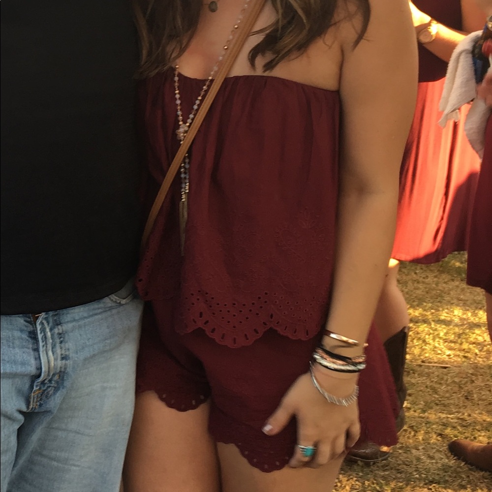 Strapless Maroon Romper